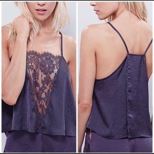 Free People Intimately Jones Satin and Lace Cami crop top